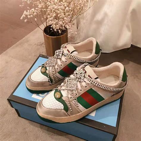 Gucci Women's Screener Crystal Sneakers .